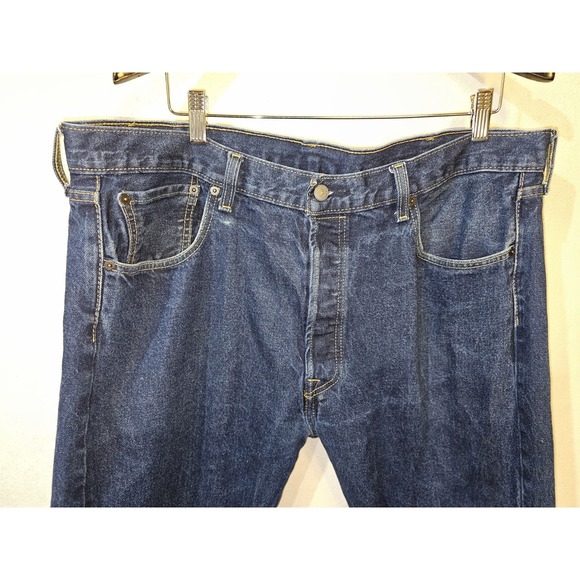 Levi's Men's 501 34x30 Original Straight Fit Jeans - Dark Wash - Picture 2 of 9